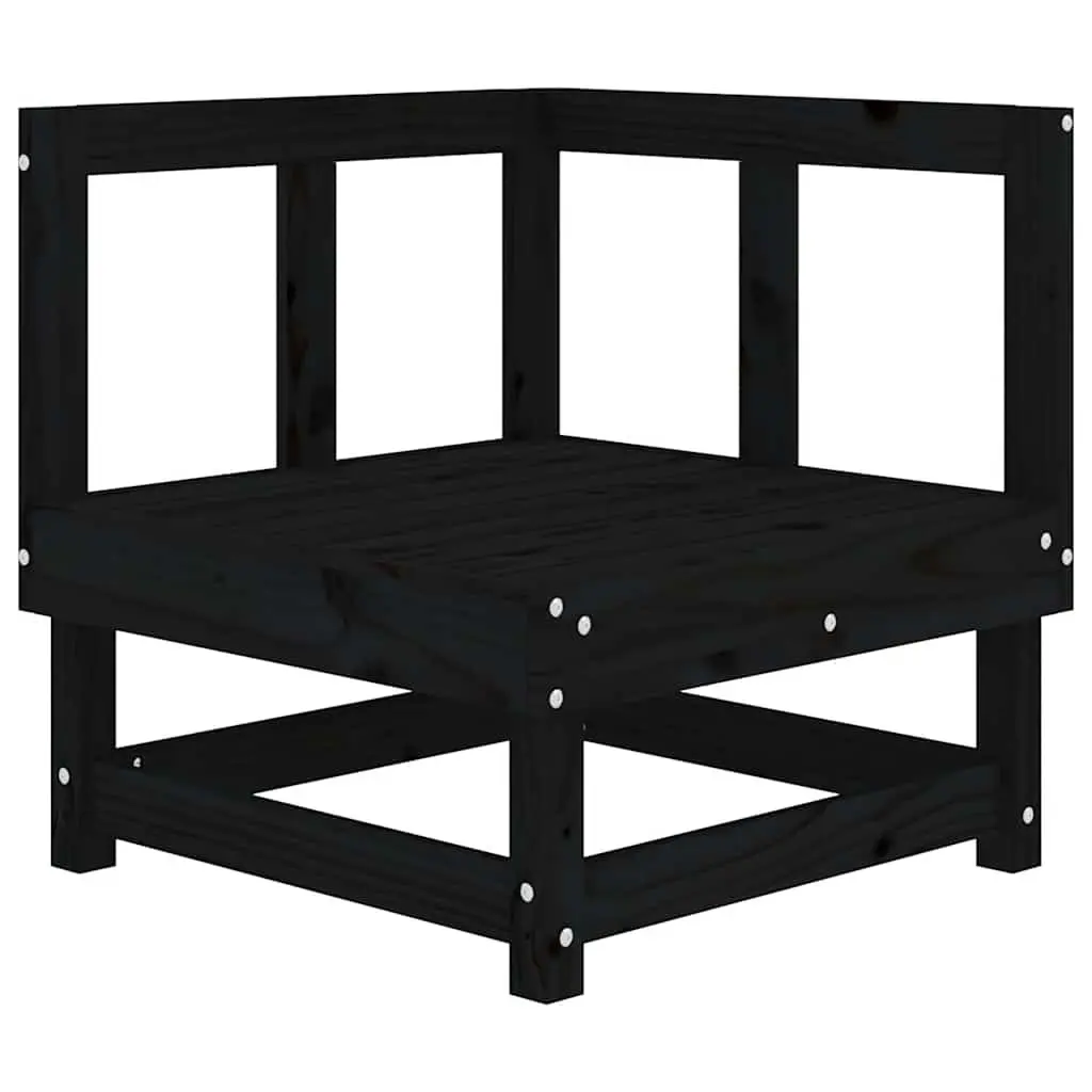 Corner Sofa with Cushions Black Outdoor Sectional Garden Patio Seating Unit