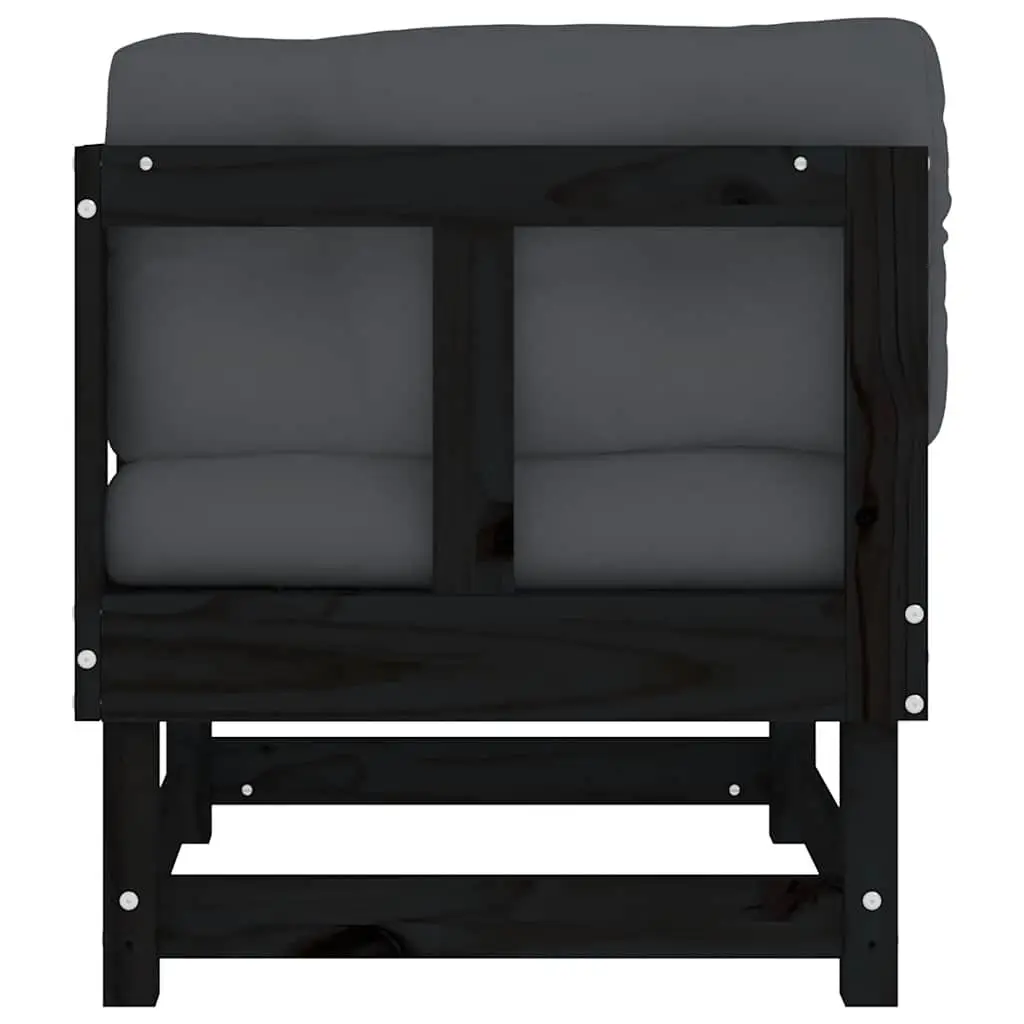 Corner Sofa with Cushions Black Outdoor Sectional Garden Patio Seating Unit