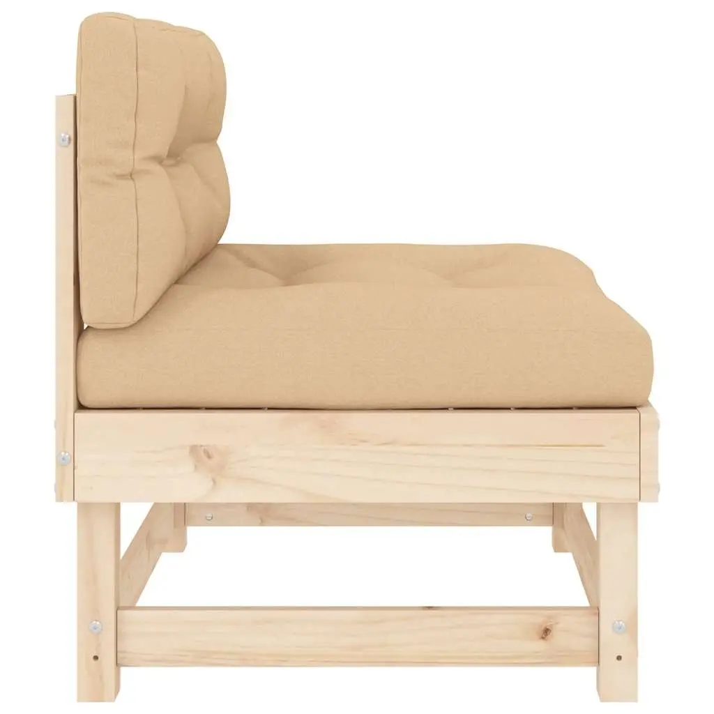 Outdoor Sectional Sofa Middle Unit with Cushions Solid Pine Wood Garden Patio
