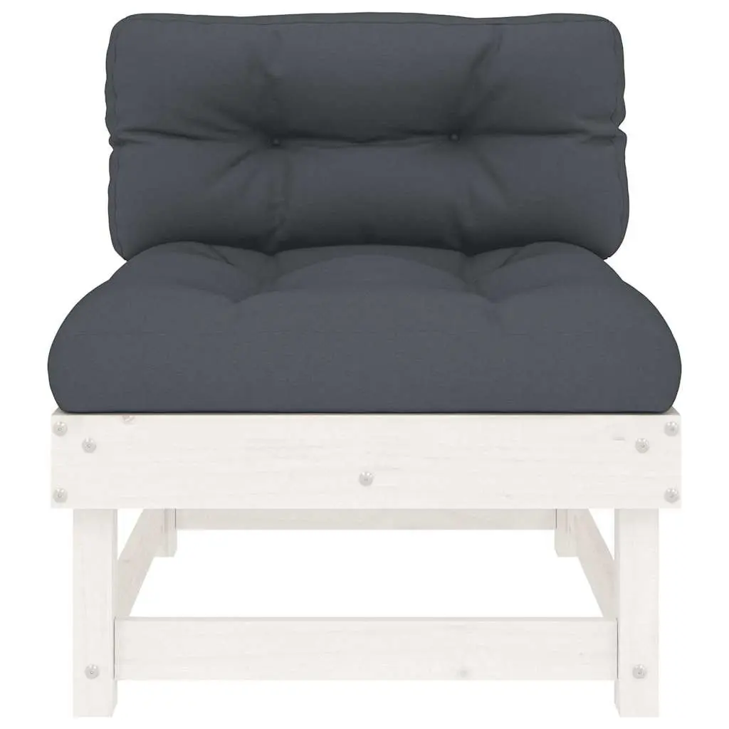 Outdoor Middle Sofa Section White Solid Pine Wood Garden Patio Furniture Modular