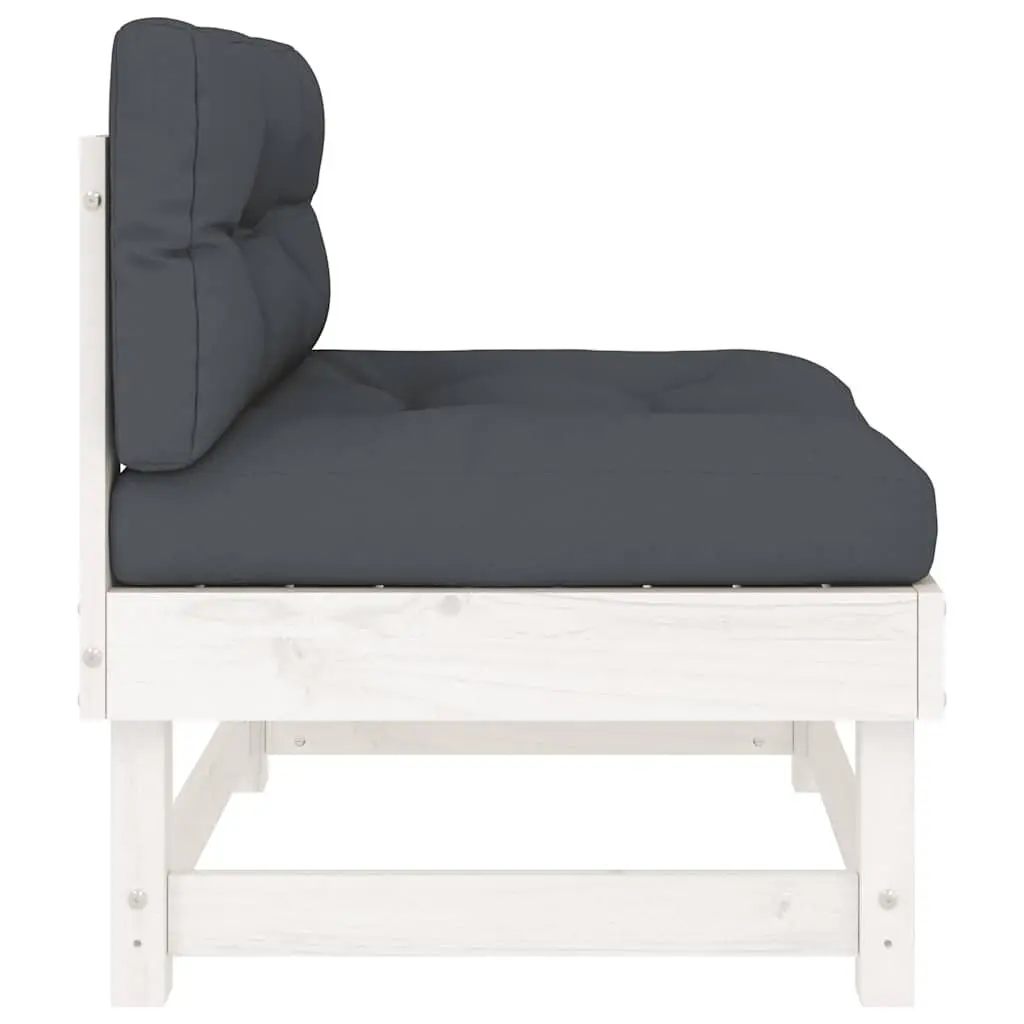 Outdoor Middle Sofa Section White Solid Pine Wood Garden Patio Furniture Modular