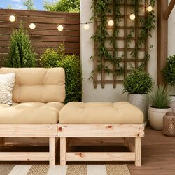Practical Wooden Footstool with Cushion for Outdoor Use
