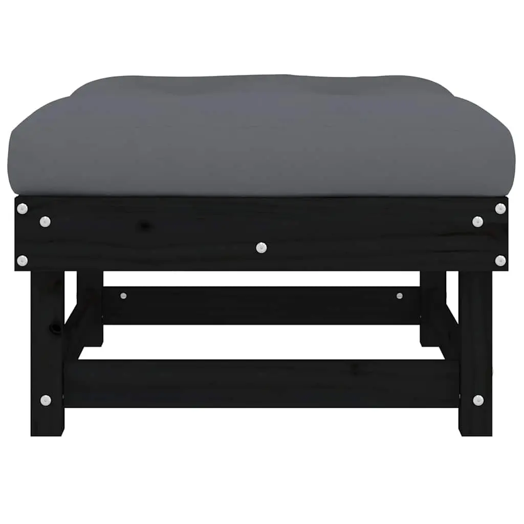Black Garden Footstool for Outdoor Use
