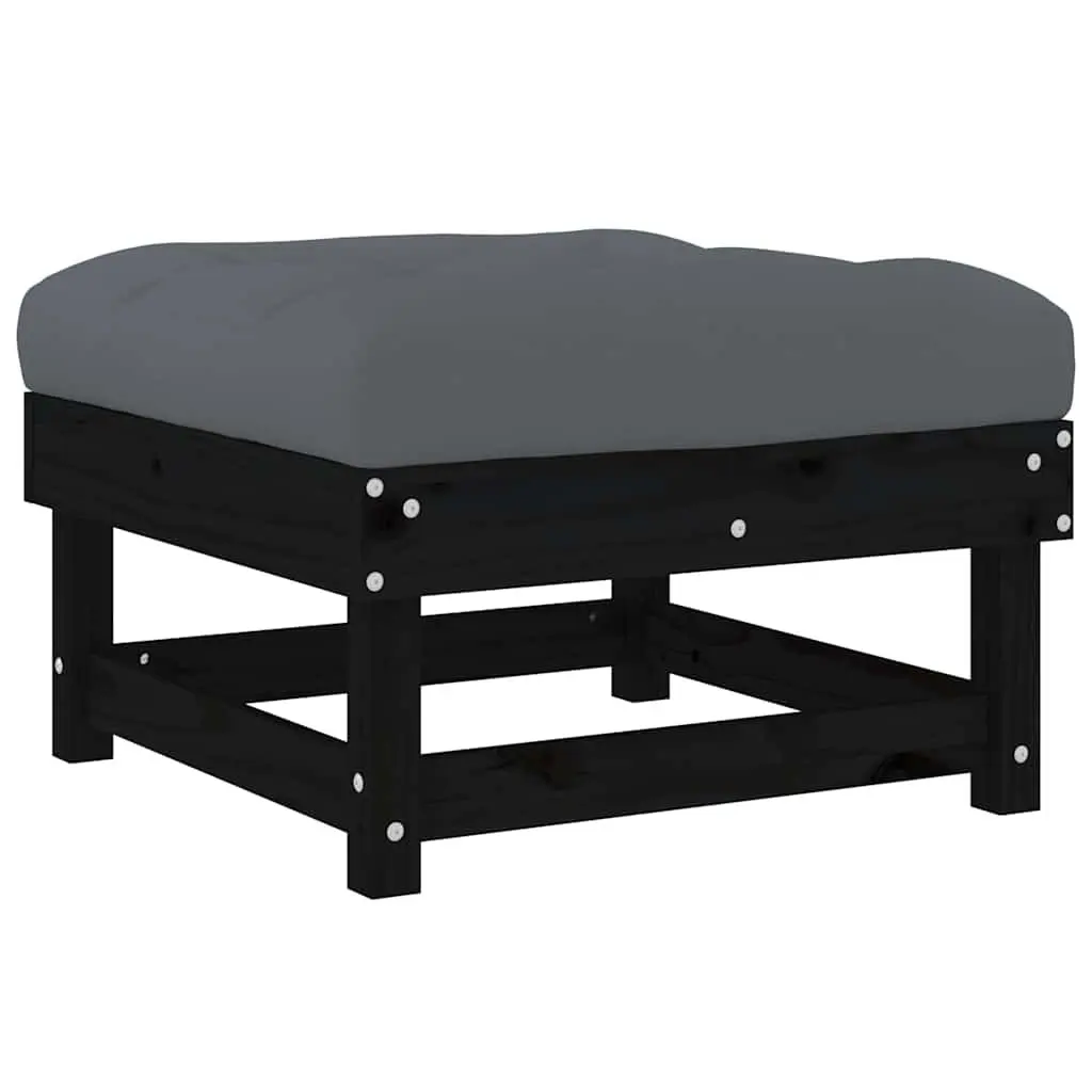 Black Garden Footstool for Outdoor Use