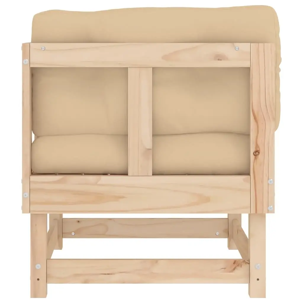 Corner Sectional Sofa Solid Pine Wood 2 Piece Outdoor Seating with Cushions Brown