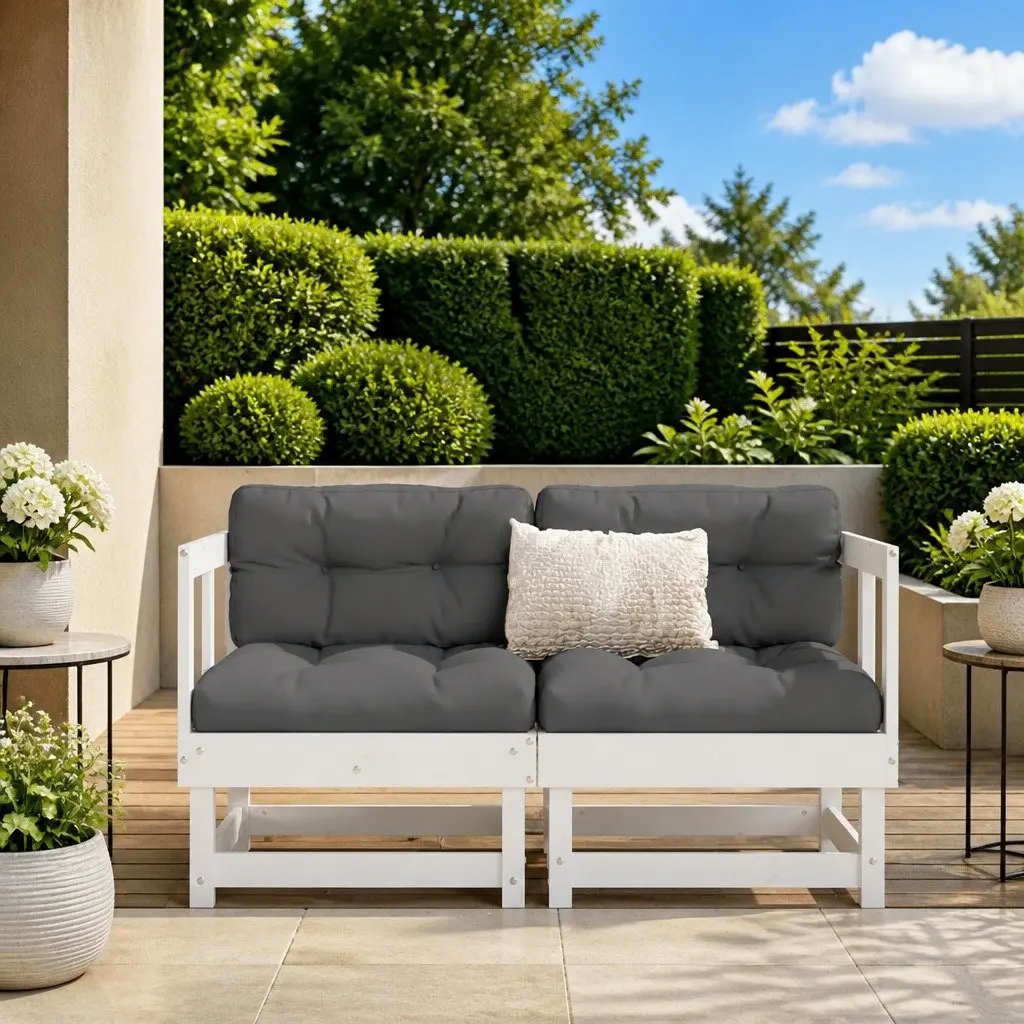 Corner Sofa Units Solid Pine Wood 2 pcs White Outdoor Patio Garden Sectional