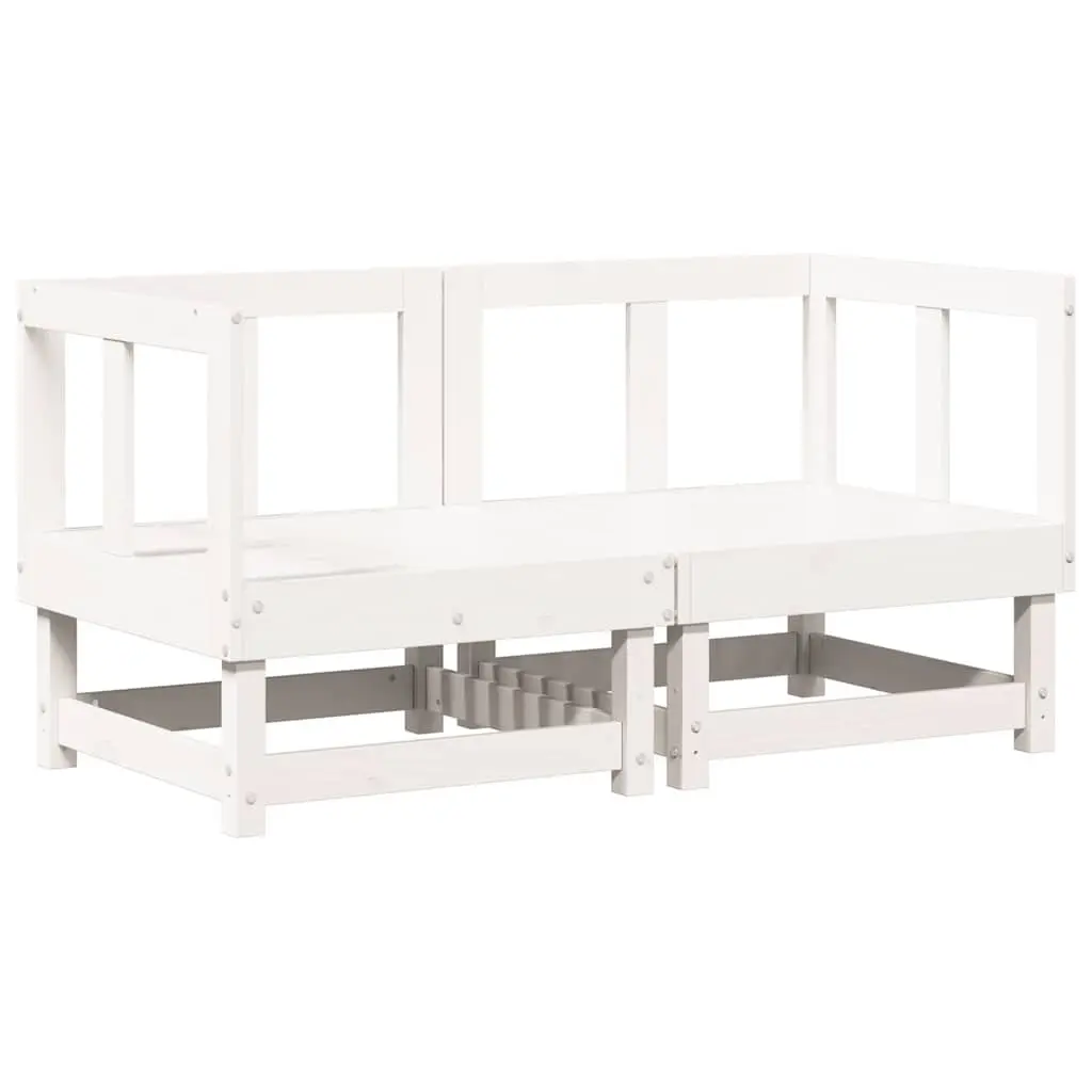 Corner Sofa Units Solid Pine Wood 2 pcs White Outdoor Patio Garden Sectional