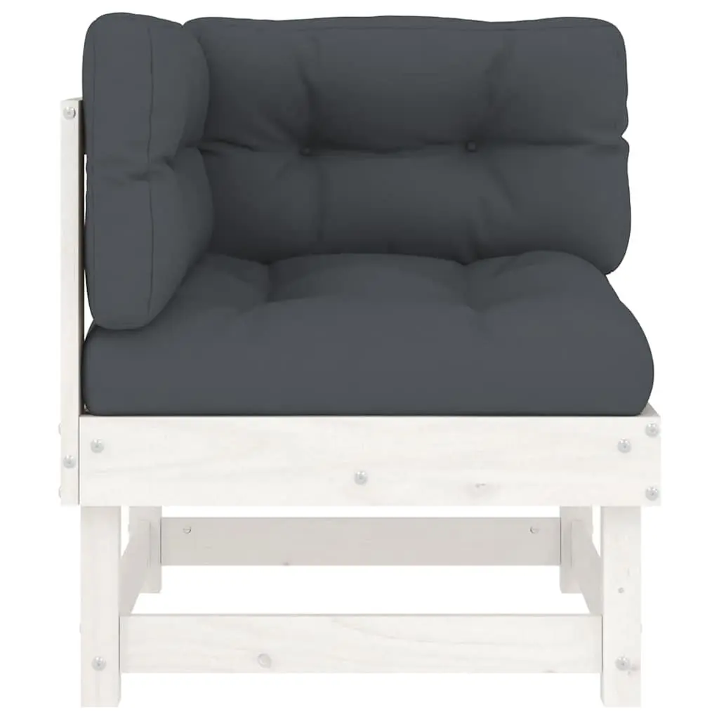 Corner Sofa Units Solid Pine Wood 2 pcs White Outdoor Patio Garden Sectional