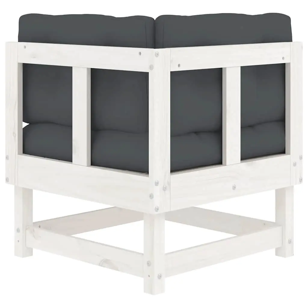 Corner Sofa Units Solid Pine Wood 2 pcs White Outdoor Patio Garden Sectional