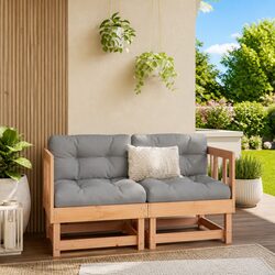 Outdoor Corner Sofas with Cushions 2 Pieces Solid Wood Garden Sectional Seating