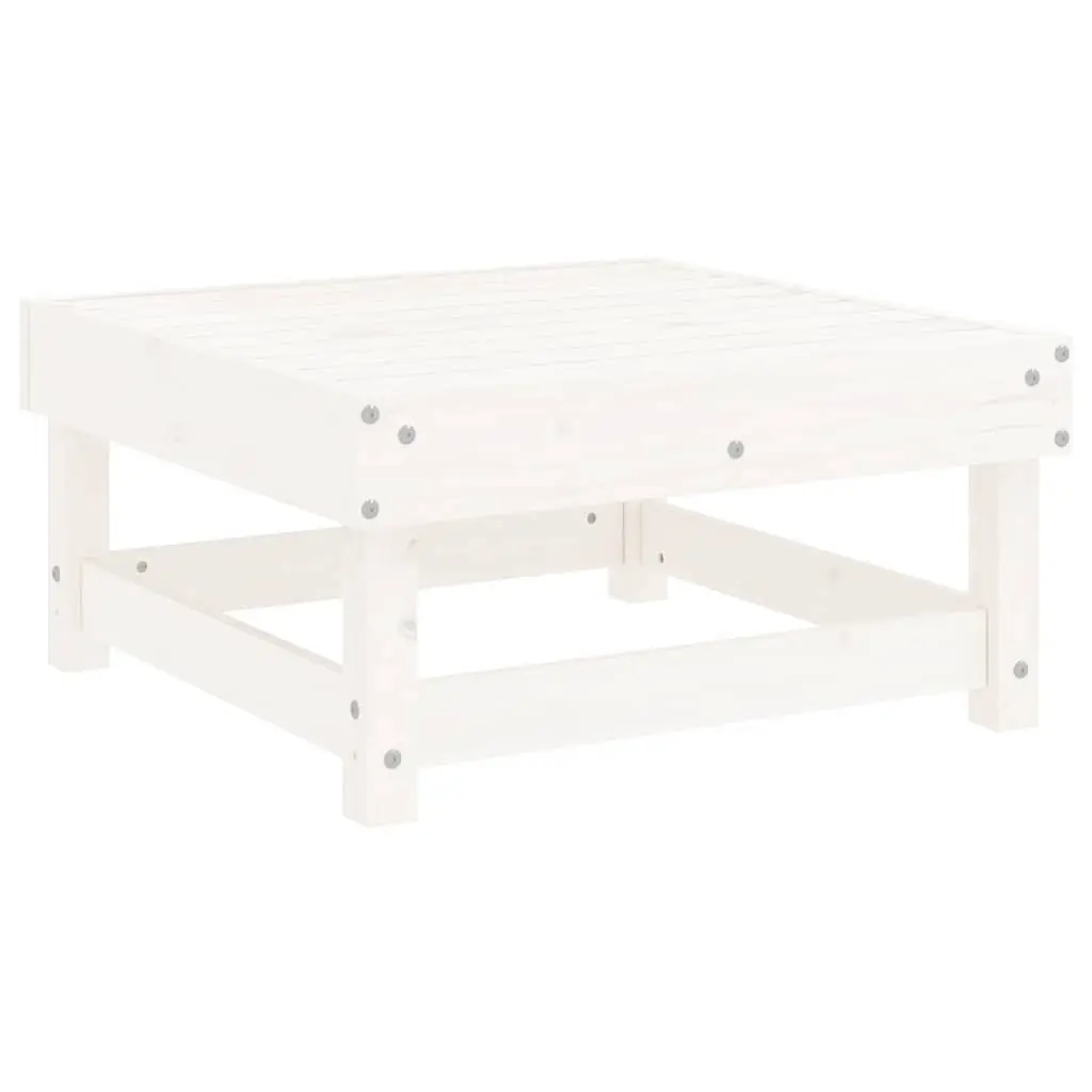 Outdoor Garden Footstools with Cushions Solid Wood Pine White Patio Seating