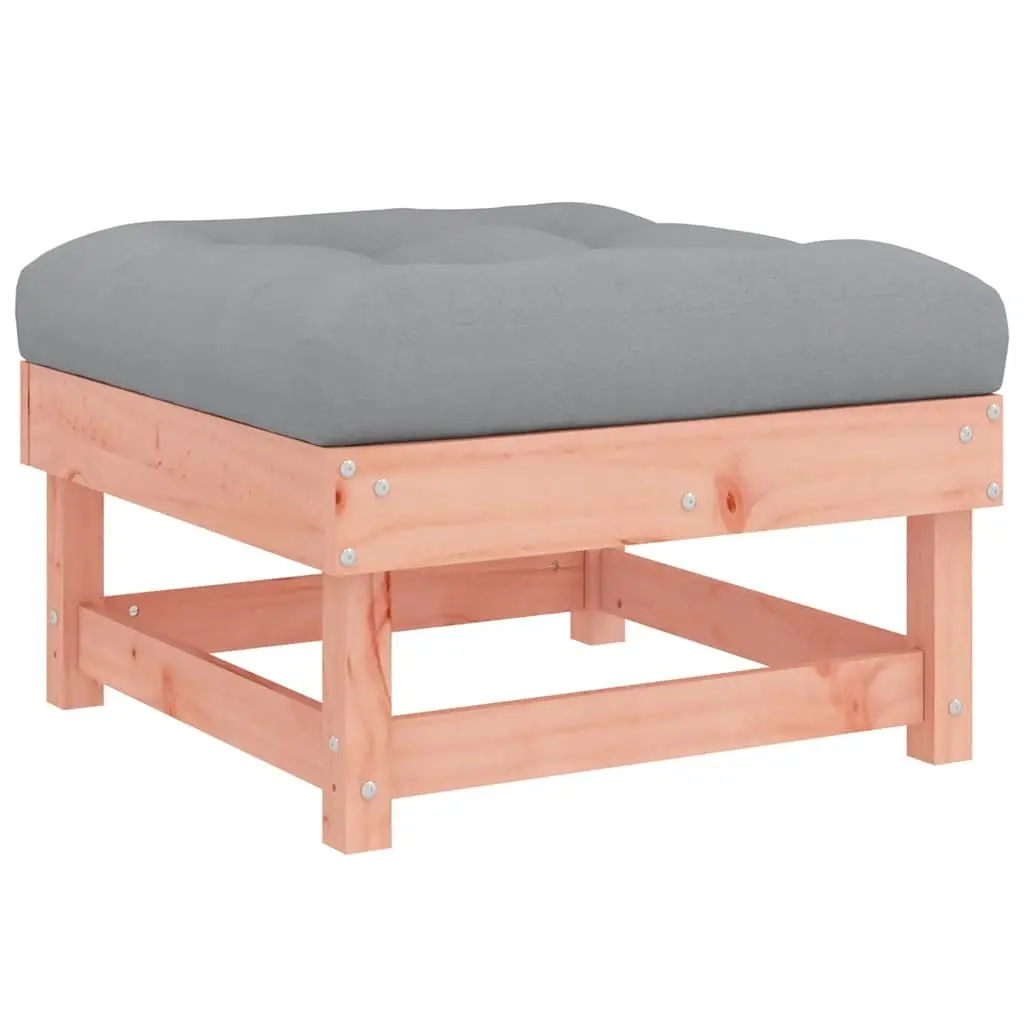 Outdoor Garden Footstools Wooden Slatted Construction 2 Piece Set Brown