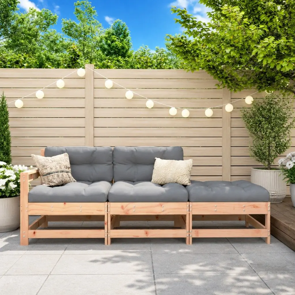 3 Piece Outdoor Garden Lounge Set Solid Douglas Wood Slatted Brown