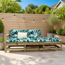 Outdoor Sectional Sofa 3 Piece Garden Lounge Set Impregnated Pine Slatted