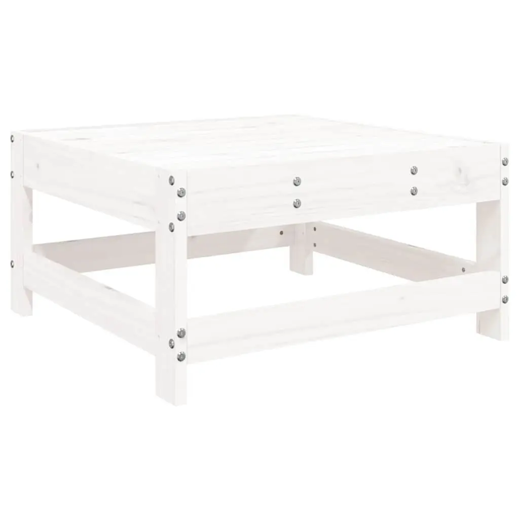 Garden Footstool Slatted Wood White with Cushion