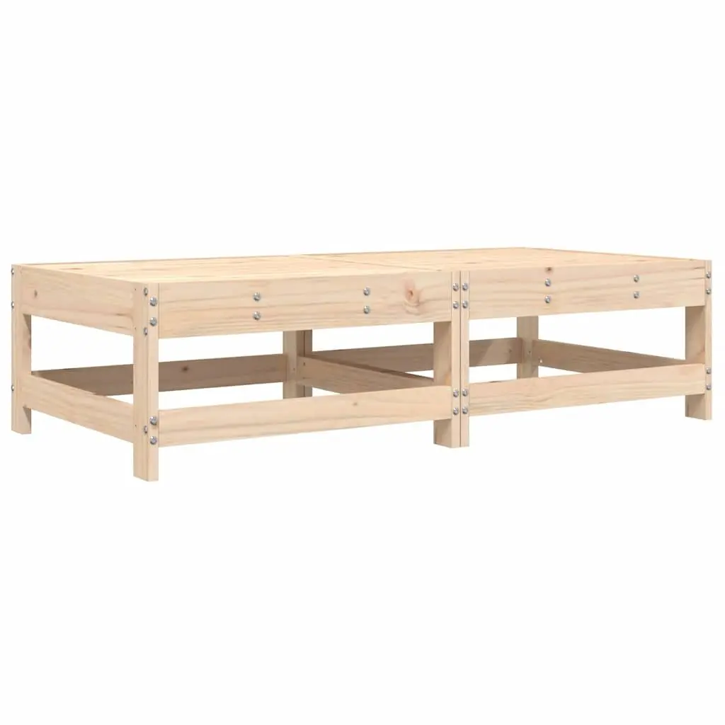 Garden Footstools Solid Pine Wood Brown 2 Piece Outdoor Seating