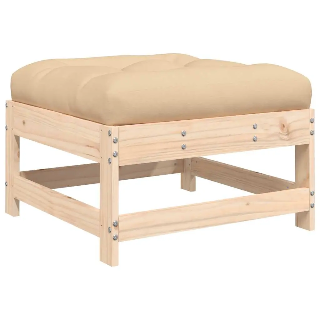 Garden Footstools Solid Pine Wood Brown 2 Piece Outdoor Seating