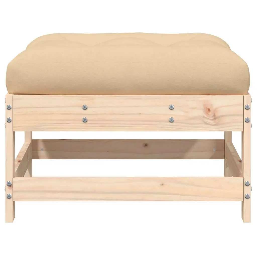 Garden Footstools Solid Pine Wood Brown 2 Piece Outdoor Seating