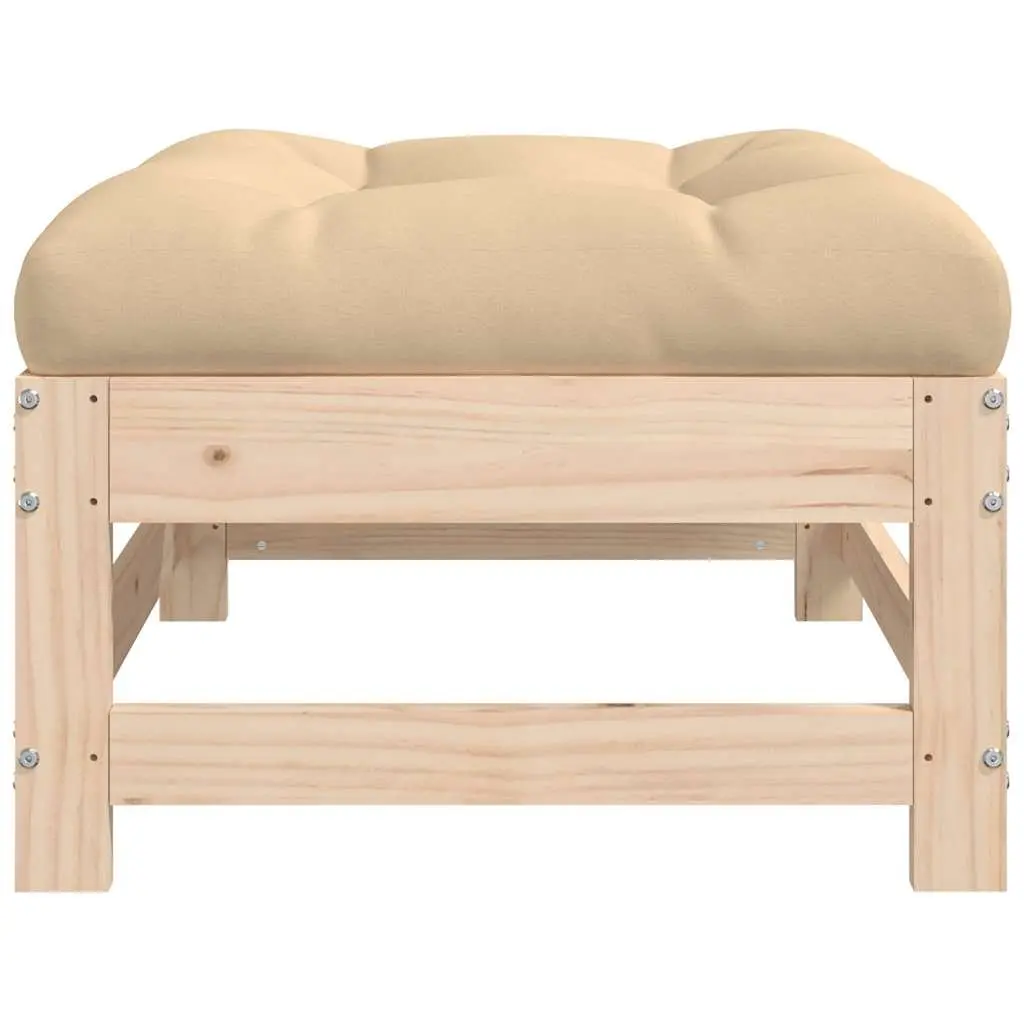 Garden Footstools Solid Pine Wood Brown 2 Piece Outdoor Seating