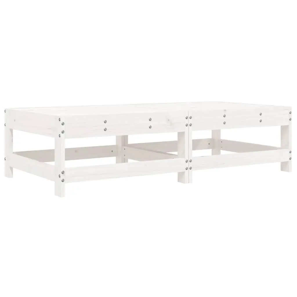 Garden Footstools with Cushions 2pcs White Outdoor Seating Wooden Frame