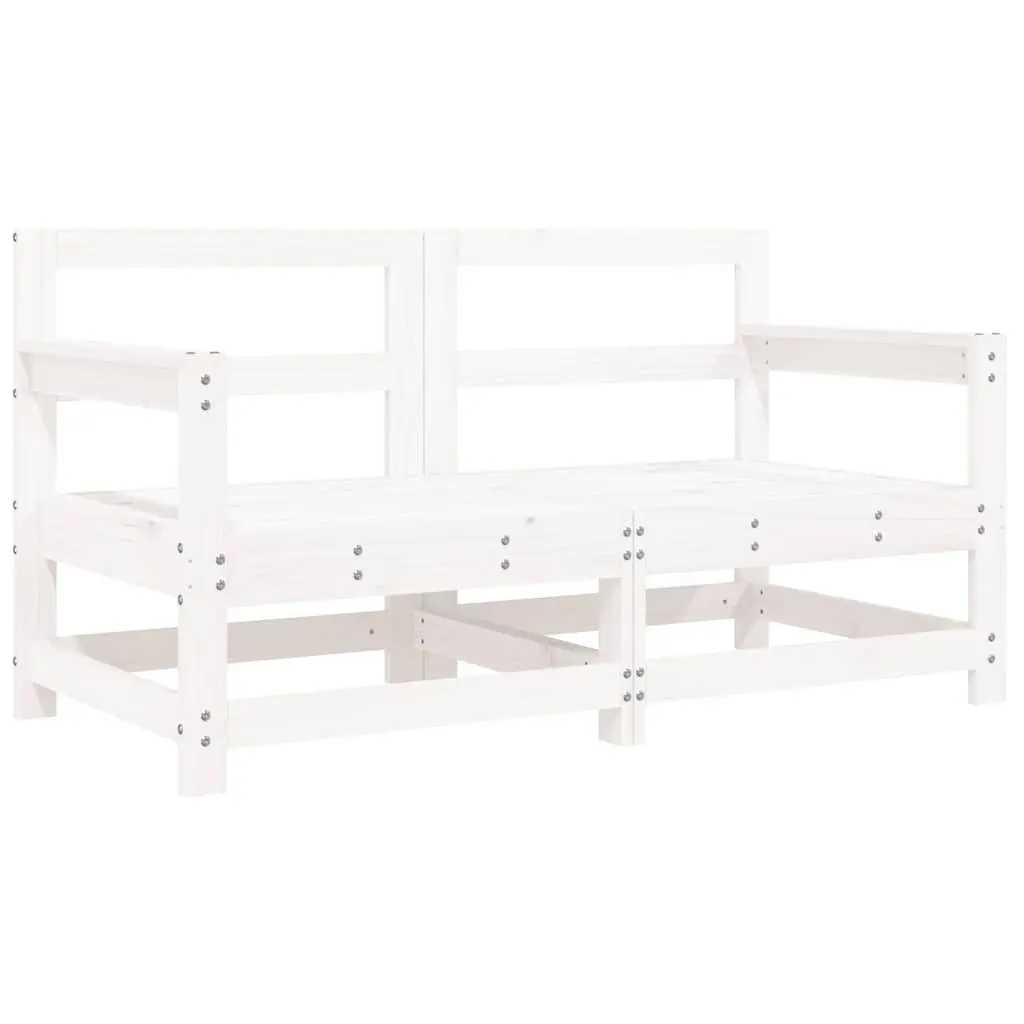 Outdoor Garden Chairs Set of 2 with Cushions White Wood Patio Seating