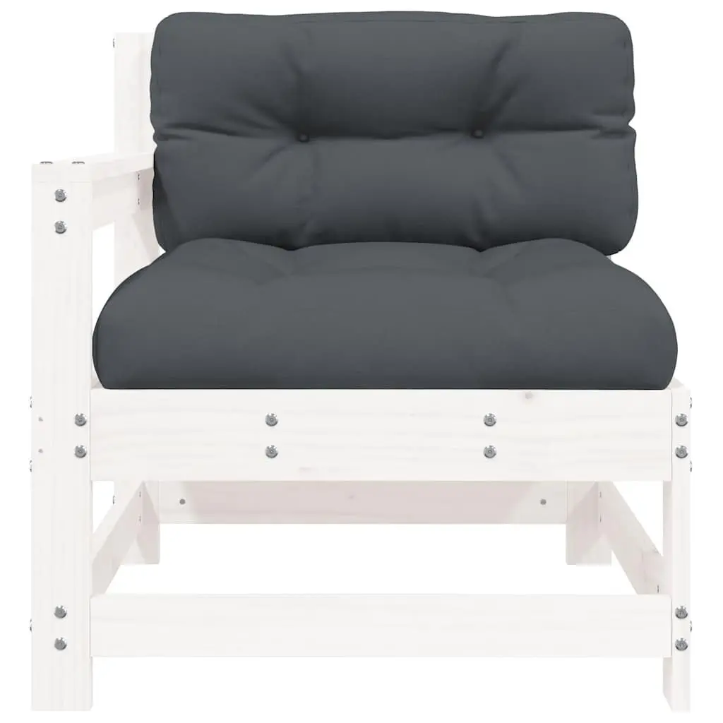 Outdoor Garden Chairs Set of 2 with Cushions White Wood Patio Seating