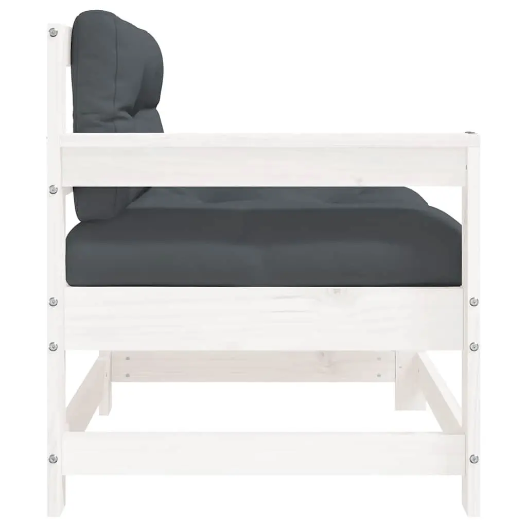 Outdoor Garden Chairs Set of 2 with Cushions White Wood Patio Seating