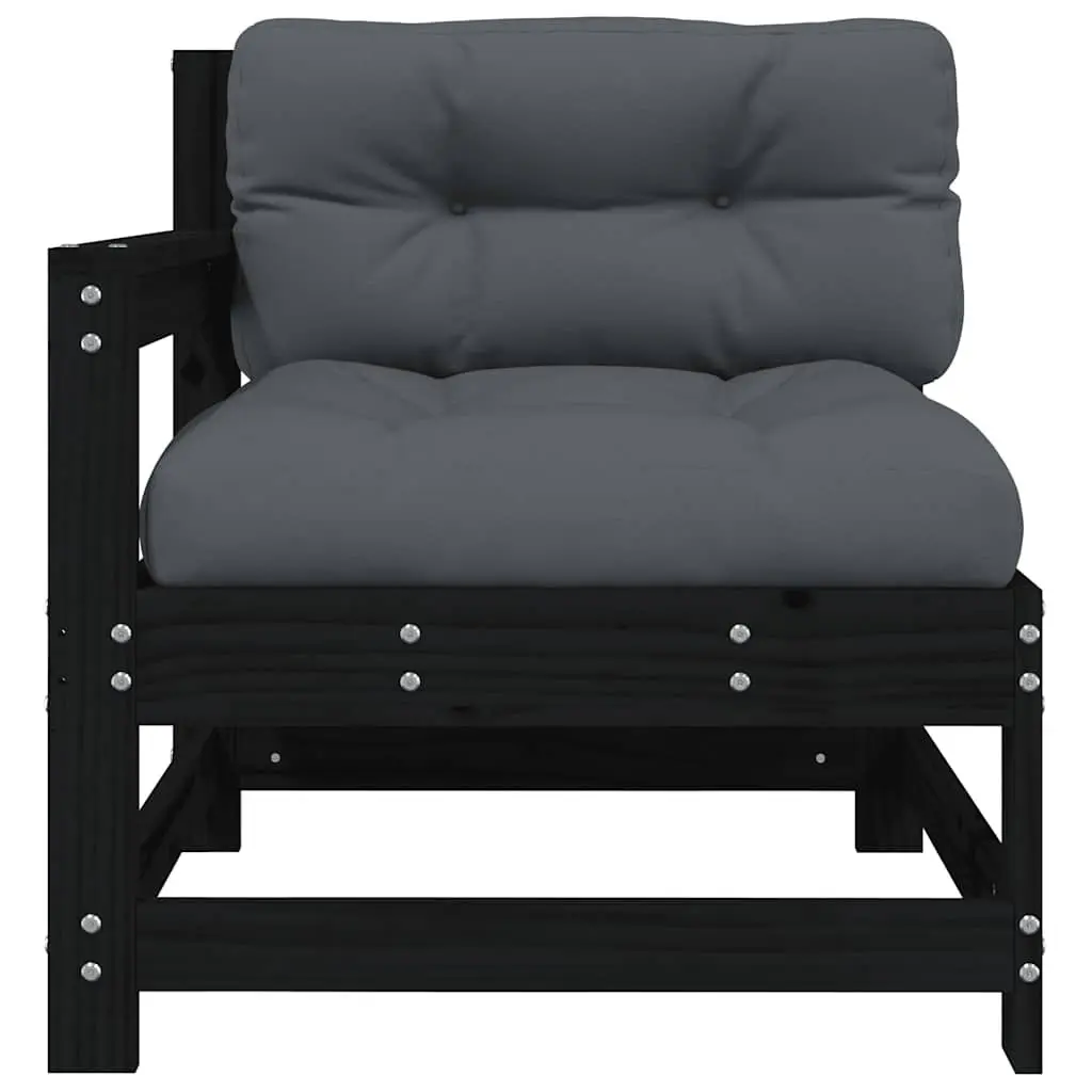 Outdoor Garden Chairs Solid Pine Wood Black with Cushions Set of 2