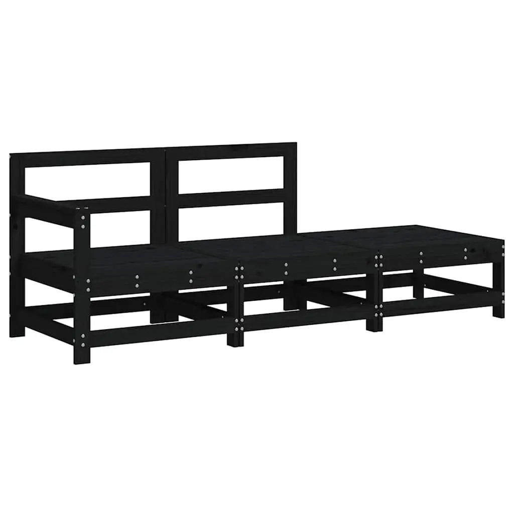 Outdoor Sectional Sofa Set 3 Piece Garden Lounge Seating with Cushions Black