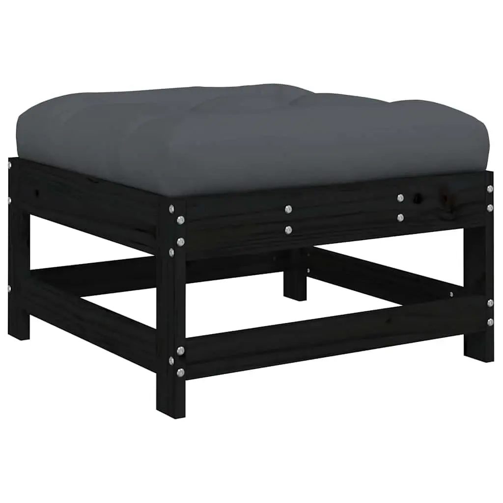 Outdoor Sectional Sofa Set 3 Piece Garden Lounge Seating with Cushions Black