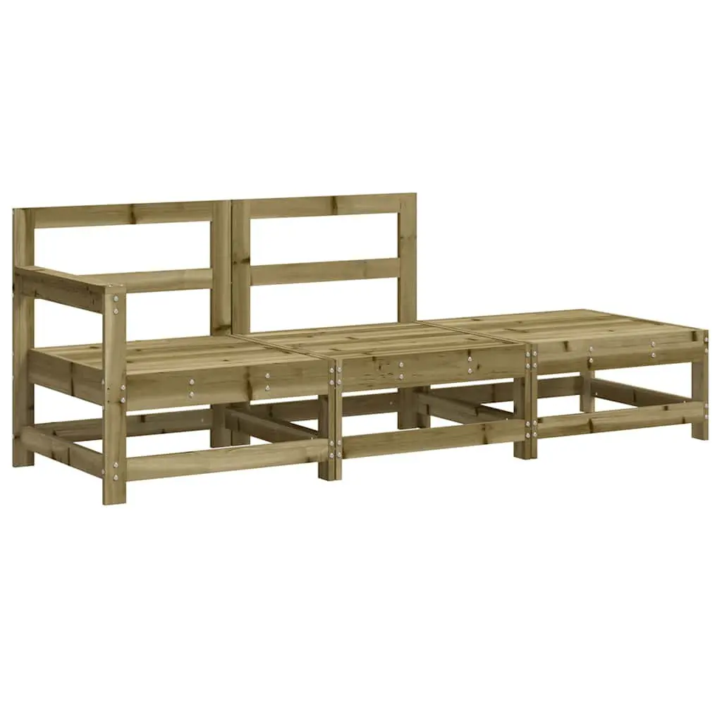 Garden Lounge Set Wooden 3 Piece Outdoor Sectional Sofa with Cushions Brown