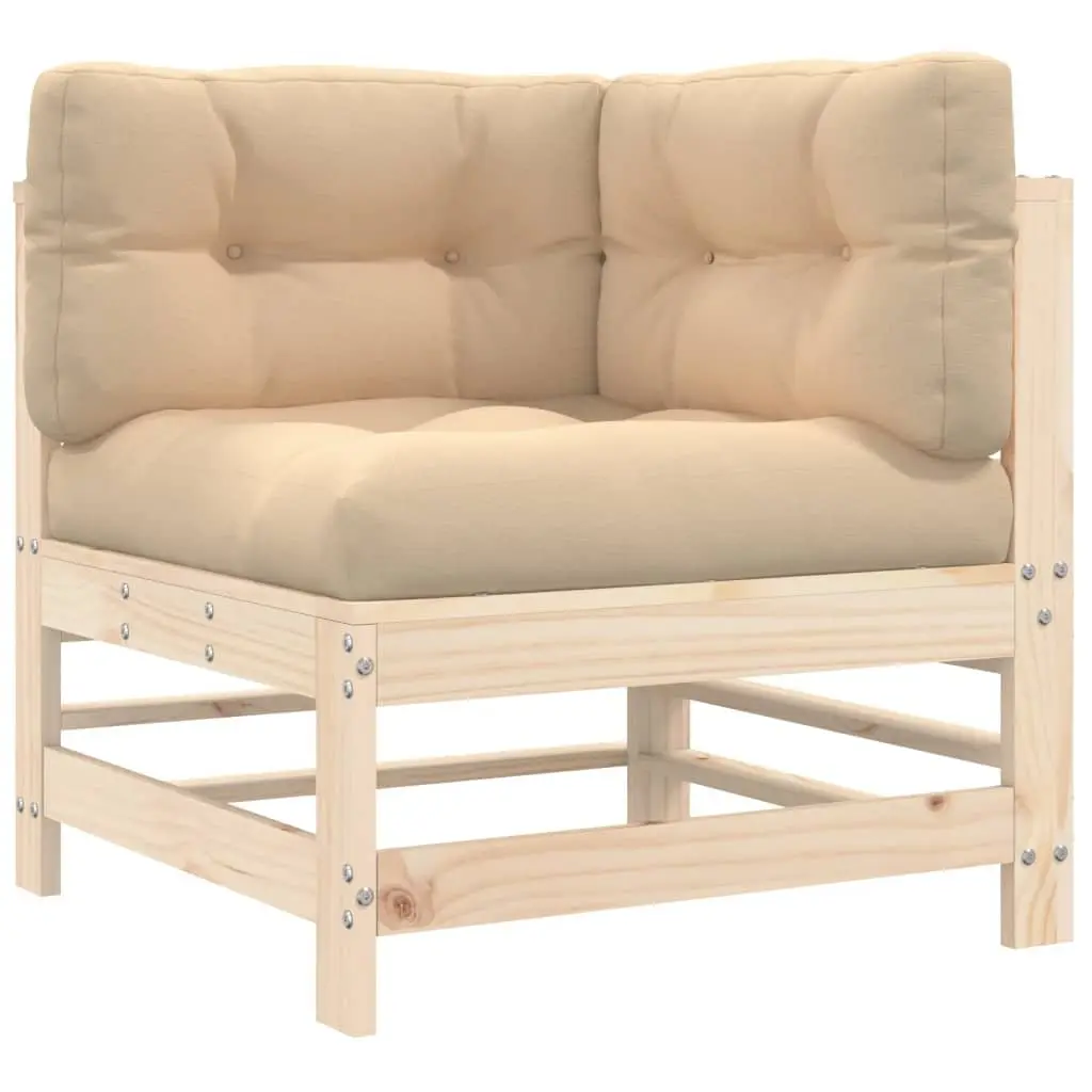Outdoor Corner Sofa with Cushions Solid Wood Pine Garden Patio Sectional Seating