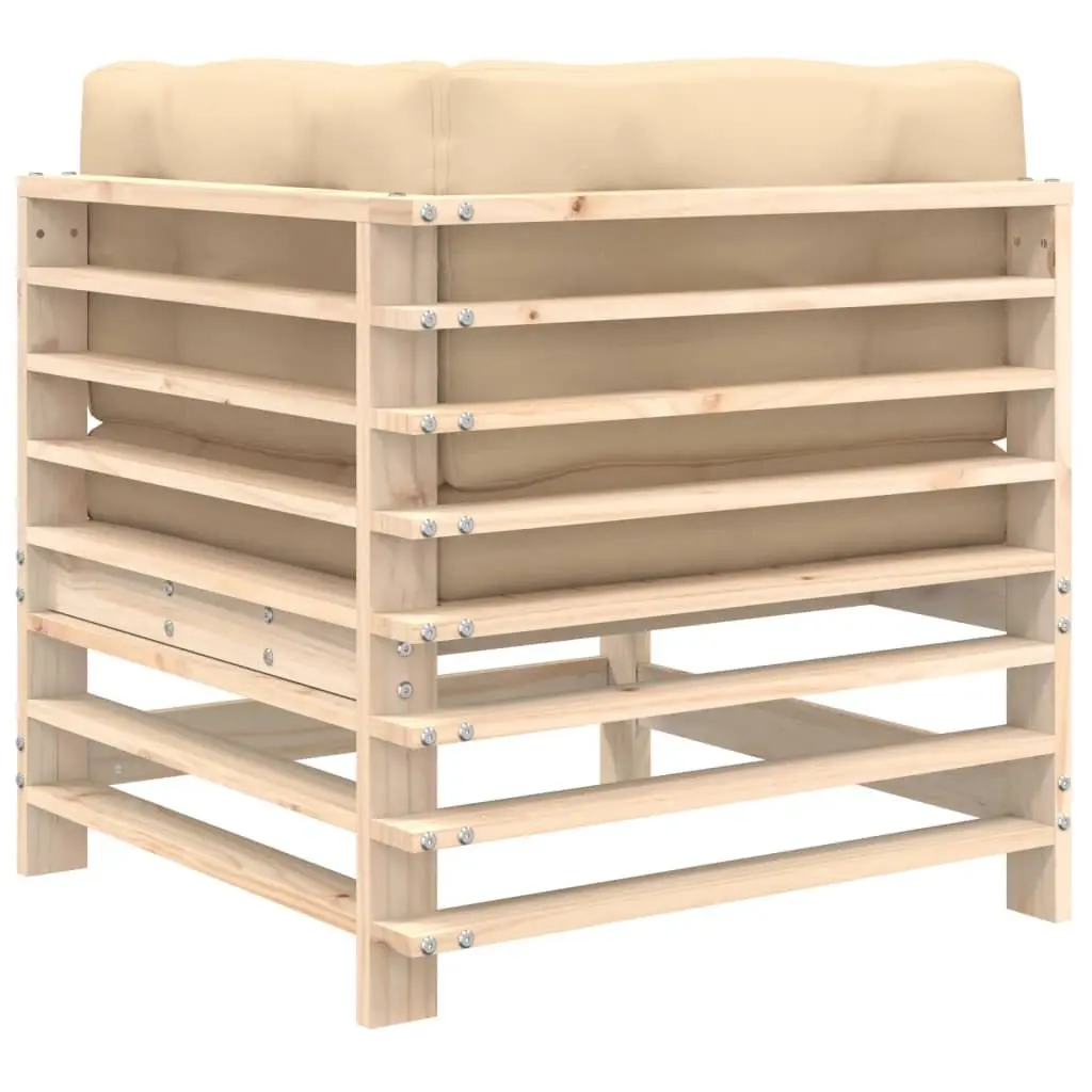 Outdoor Corner Sofa with Cushions Solid Wood Pine Garden Patio Sectional Seating