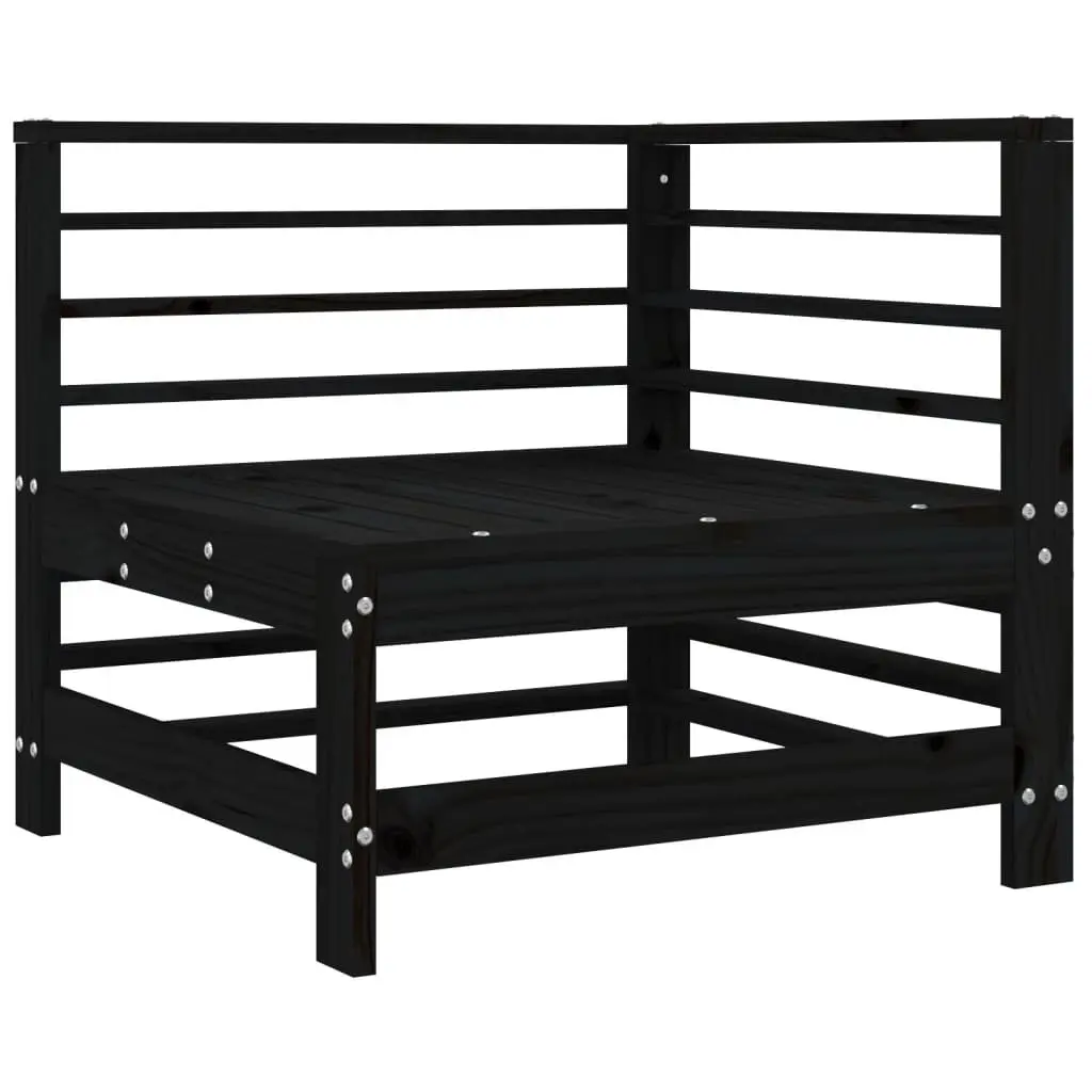 Corner Sofa with Cushions Black Solid Pine Wood Garden Patio Outdoor Sectional