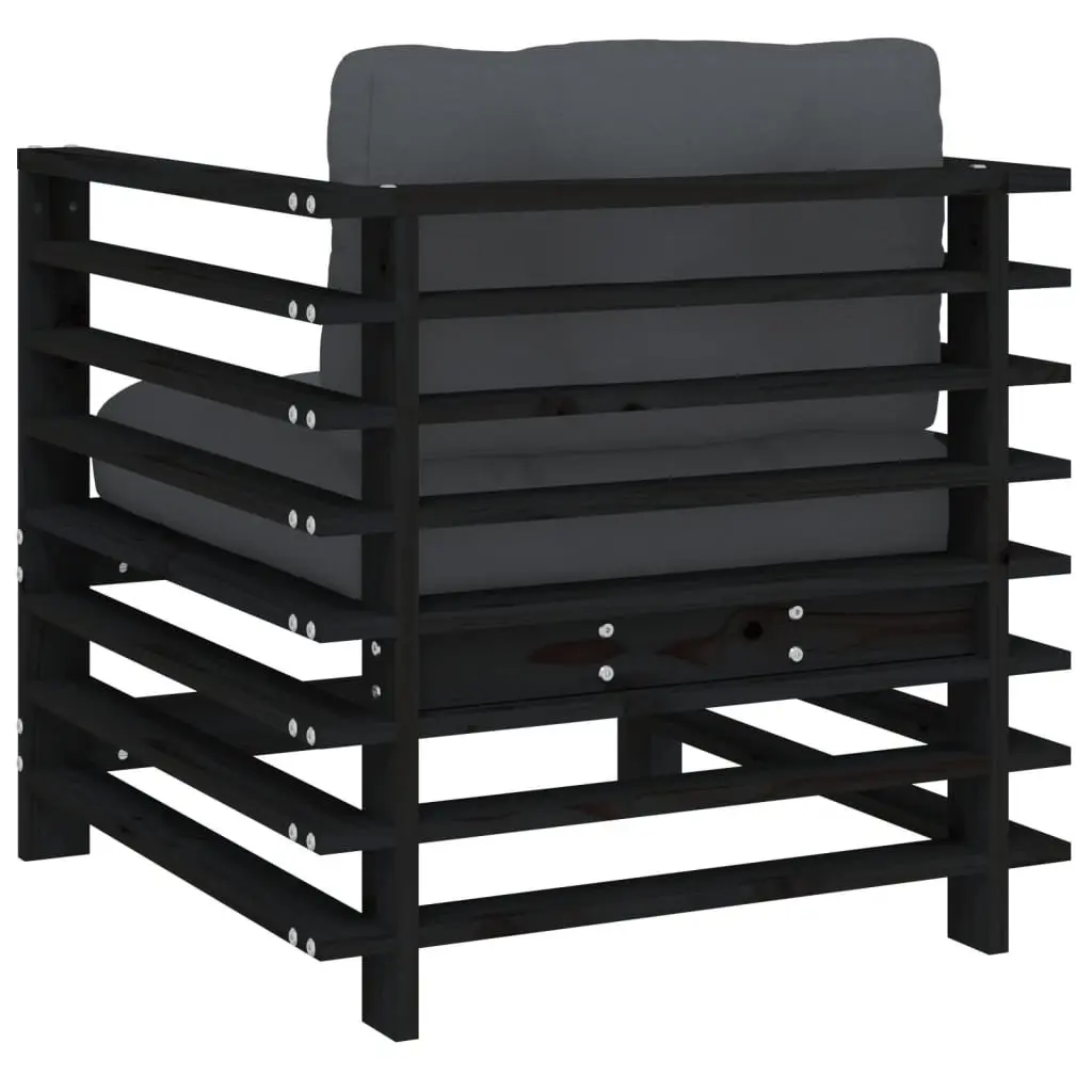 Outdoor Garden Chairs Wooden 2 pcs Black with Cushions