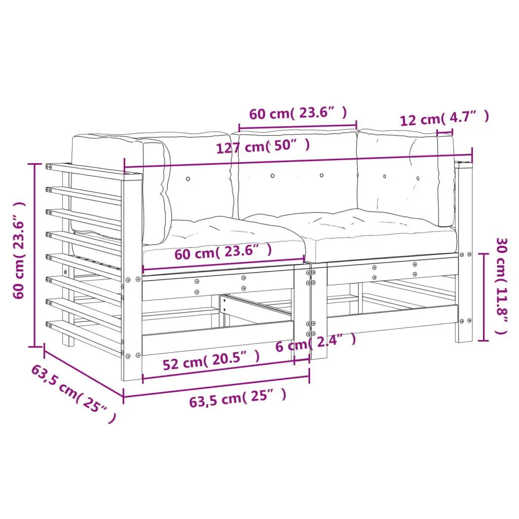 Outdoor Corner Sofas Set 2 pcs Garden Patio Seating Sectional with Cushions