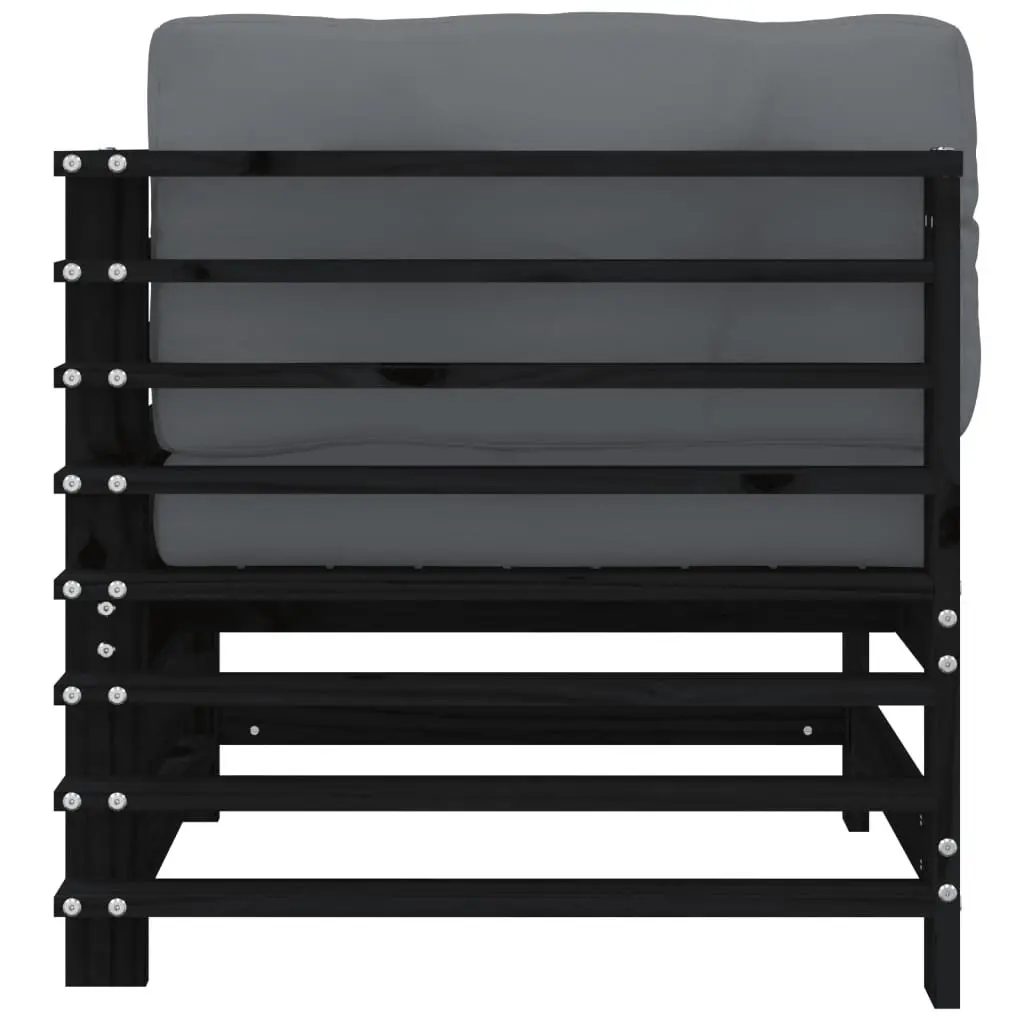 Corner Sectional Outdoor Sofa 2 pcs Black with Cushions Garden Patio Seating