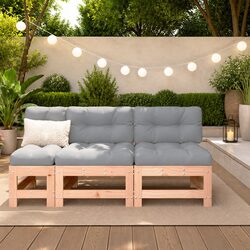 Functional Brown Wood Middle Sofa Units for Outdoor Use