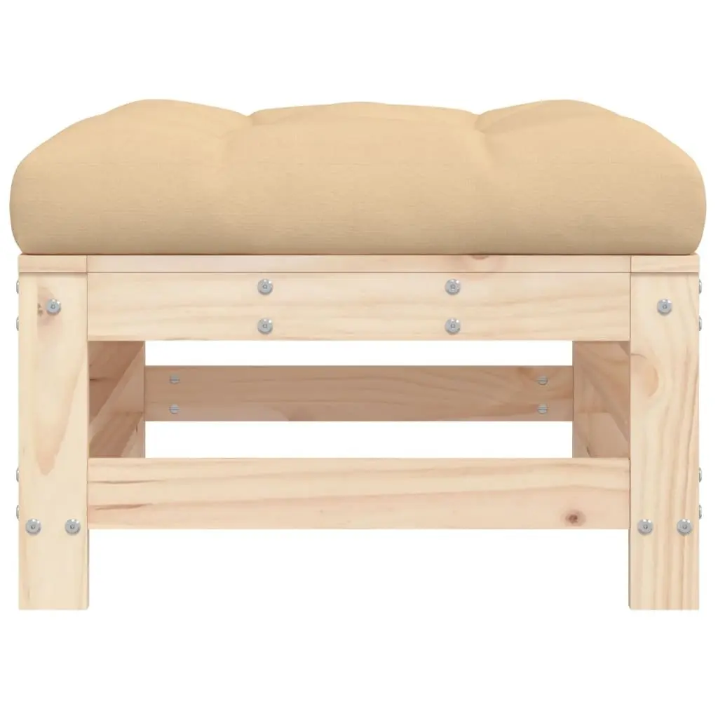 Outdoor Garden Footstools with Cushions 2 Pieces Wood Patio Seating