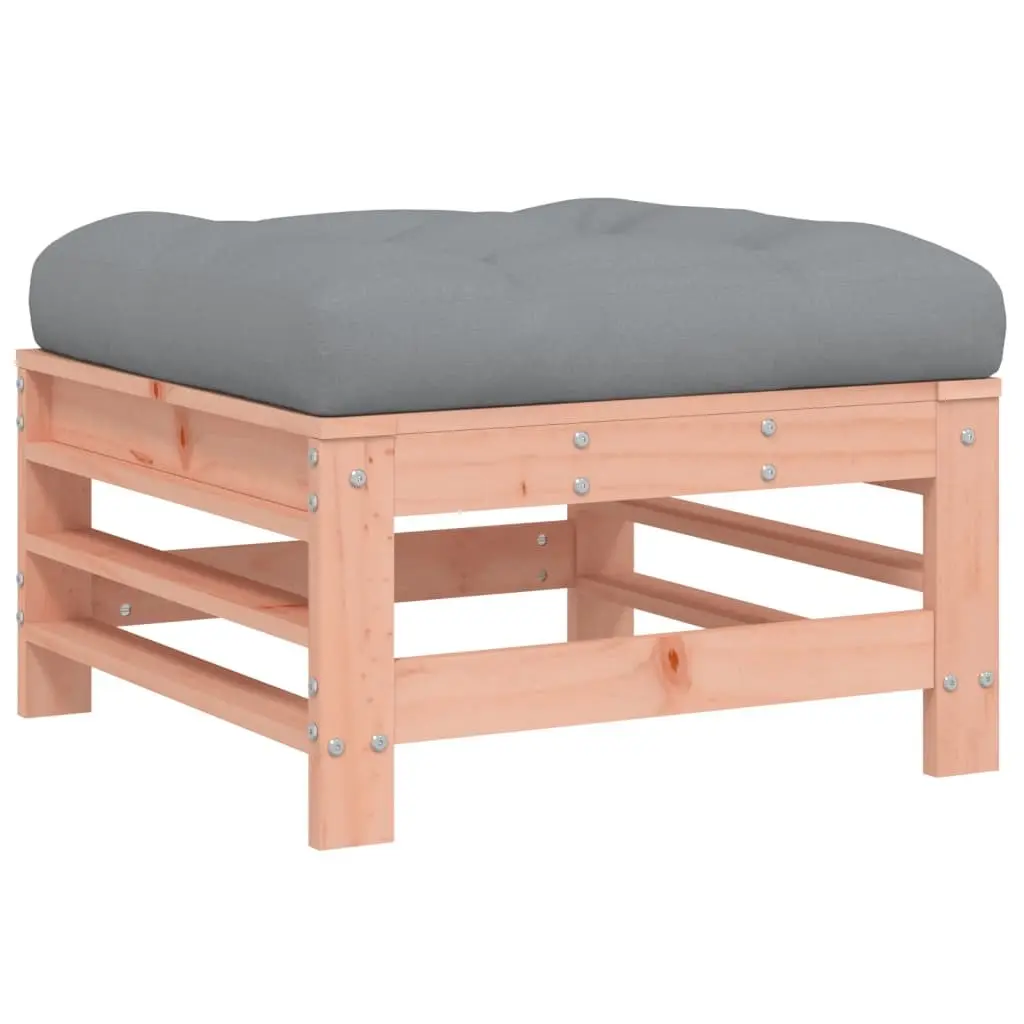 Garden Footstools Solid Douglas Wood 2pcs Cushioned Outdoor Seating Brown
