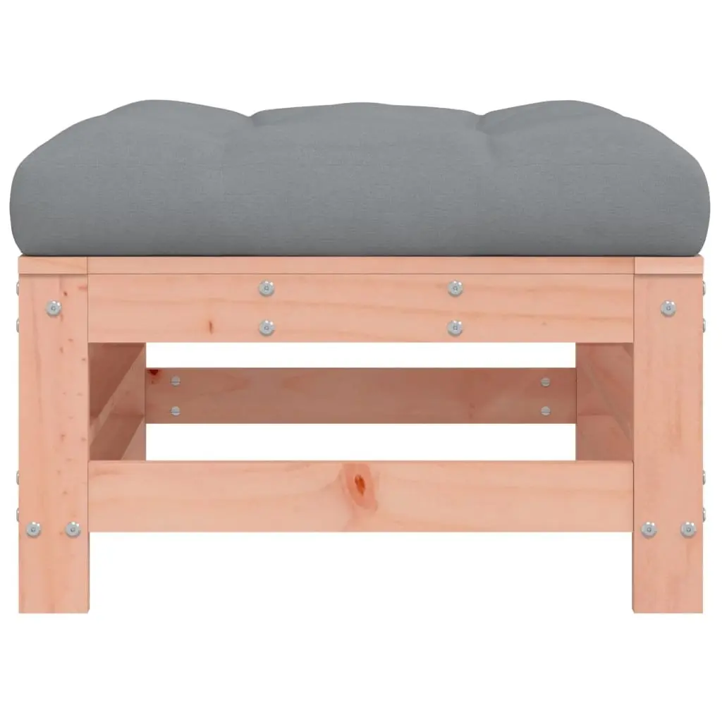 Garden Footstools Solid Douglas Wood 2pcs Cushioned Outdoor Seating Brown