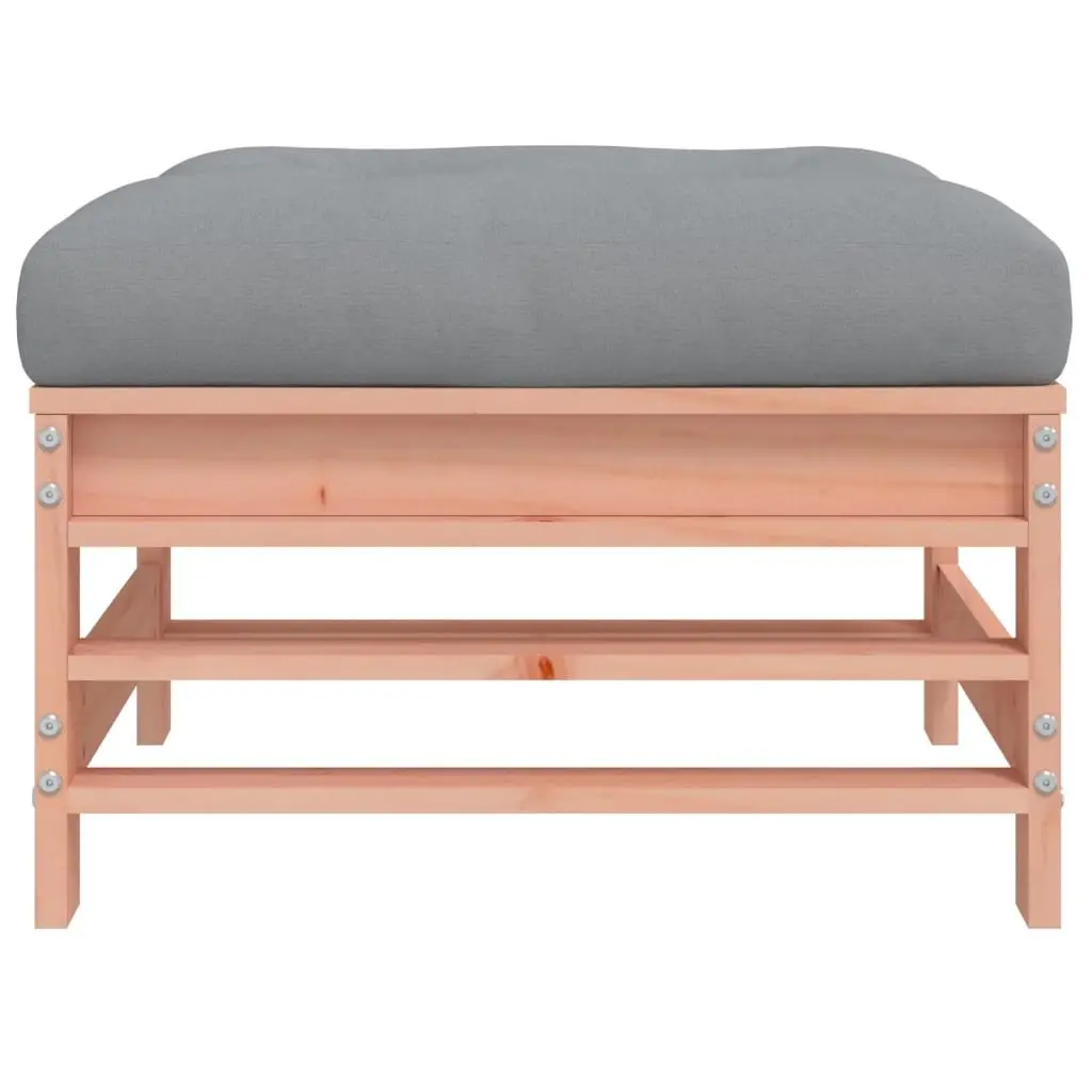 Garden Footstools Solid Douglas Wood 2pcs Cushioned Outdoor Seating Brown