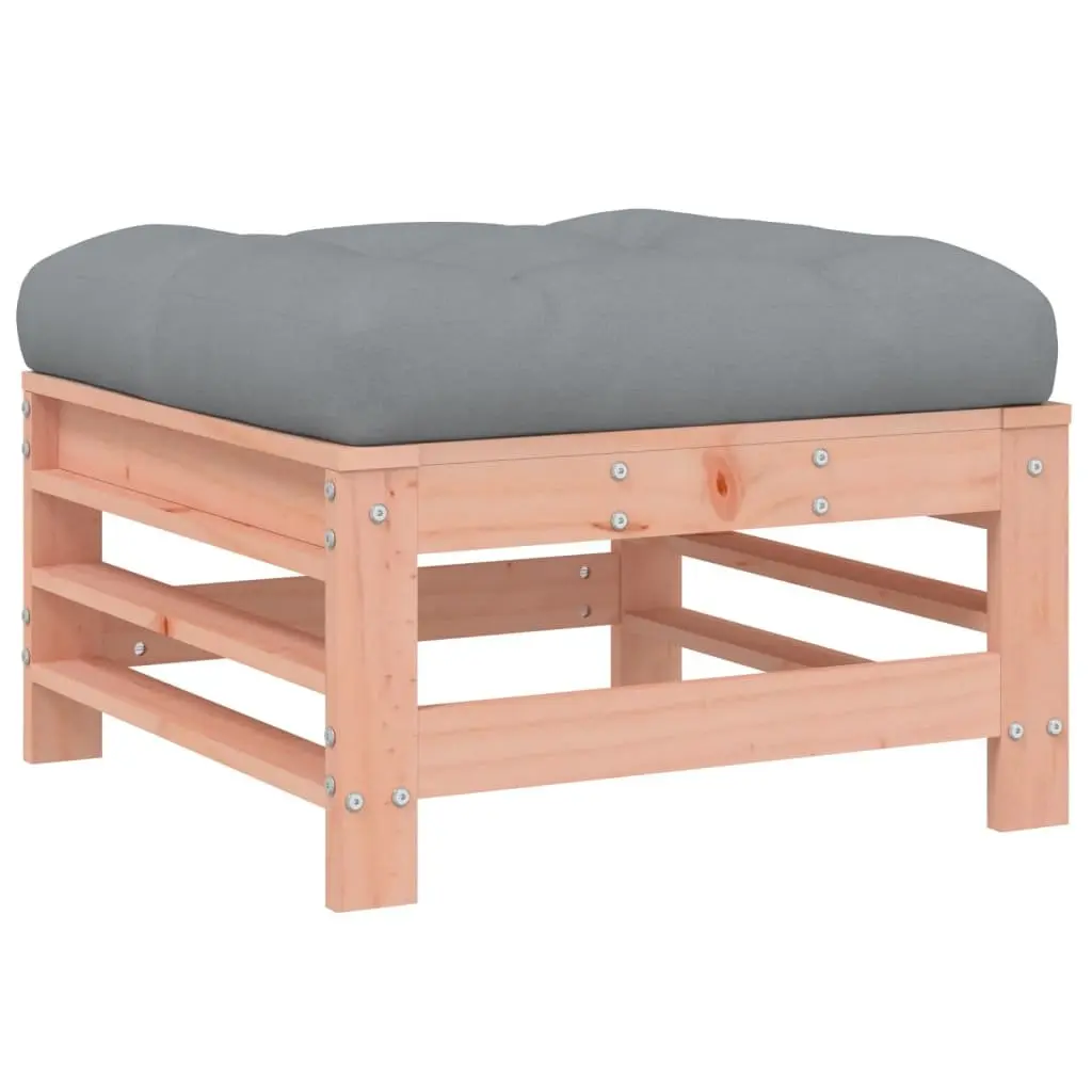 Garden Footstools Solid Douglas Wood 2pcs Cushioned Outdoor Seating Brown