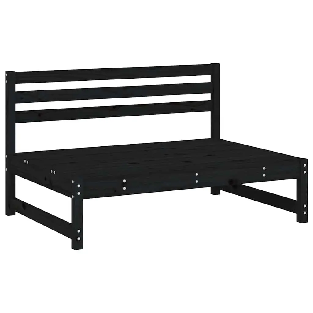 Outdoor Middle Sofa Section Black Garden Patio Modular Seating Unit Cushioned