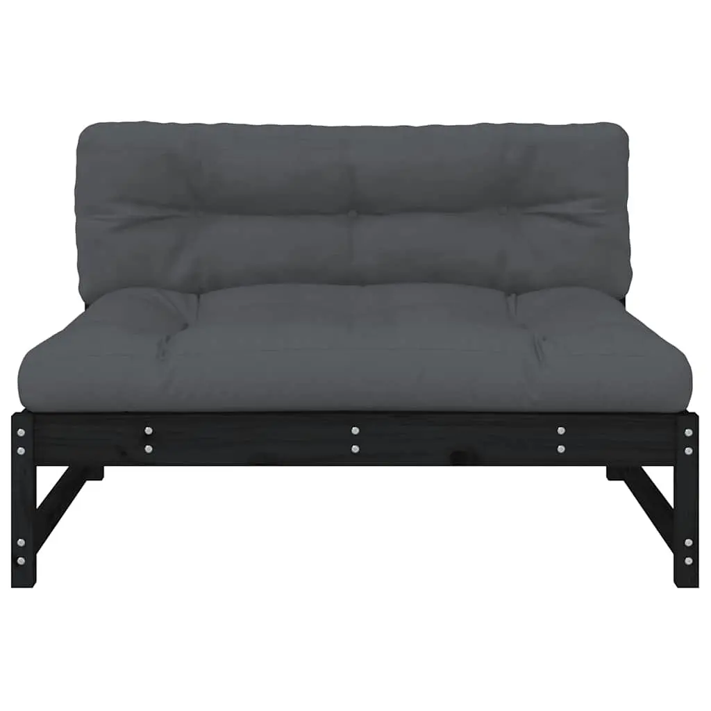 Outdoor Middle Sofa Section Black Garden Patio Modular Seating Unit Cushioned