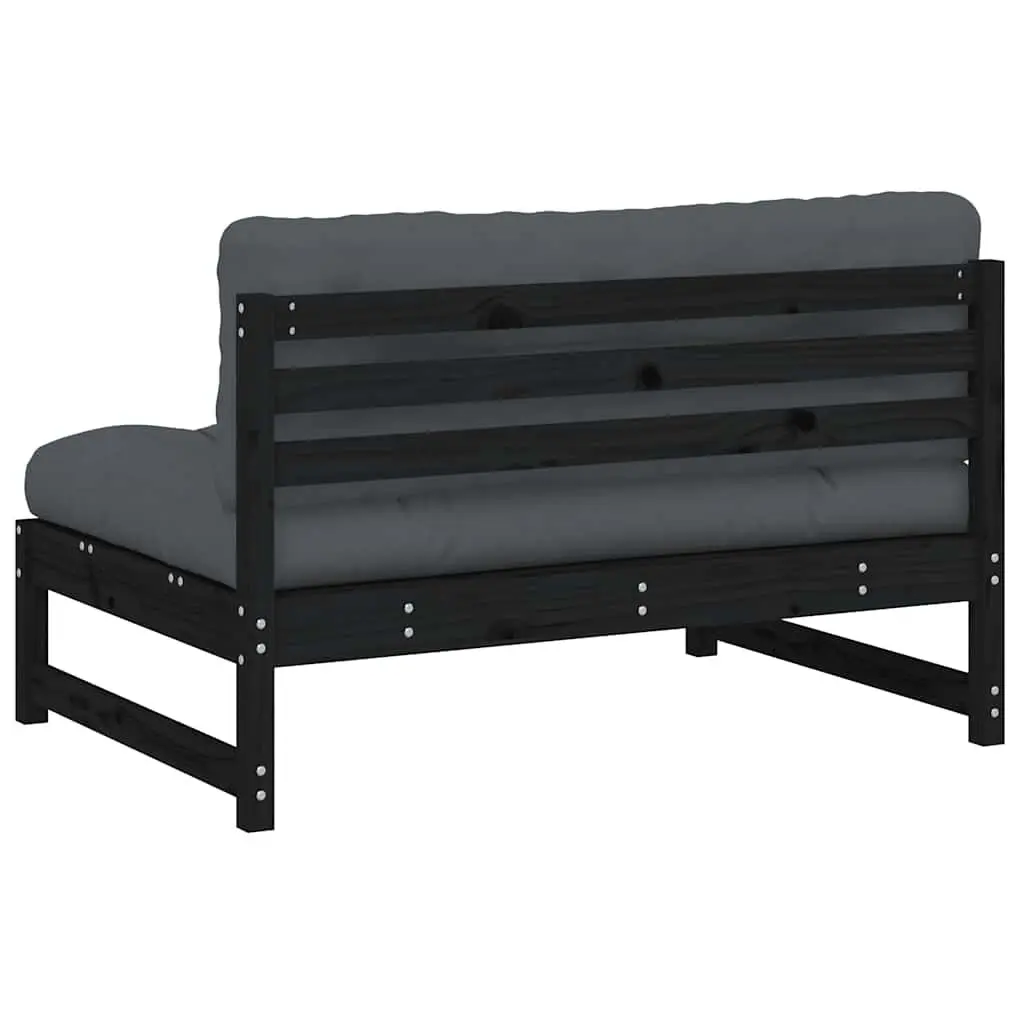 Outdoor Middle Sofa Section Black Garden Patio Modular Seating Unit Cushioned