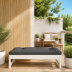 Practical White Wooden Footstool for Patio Use