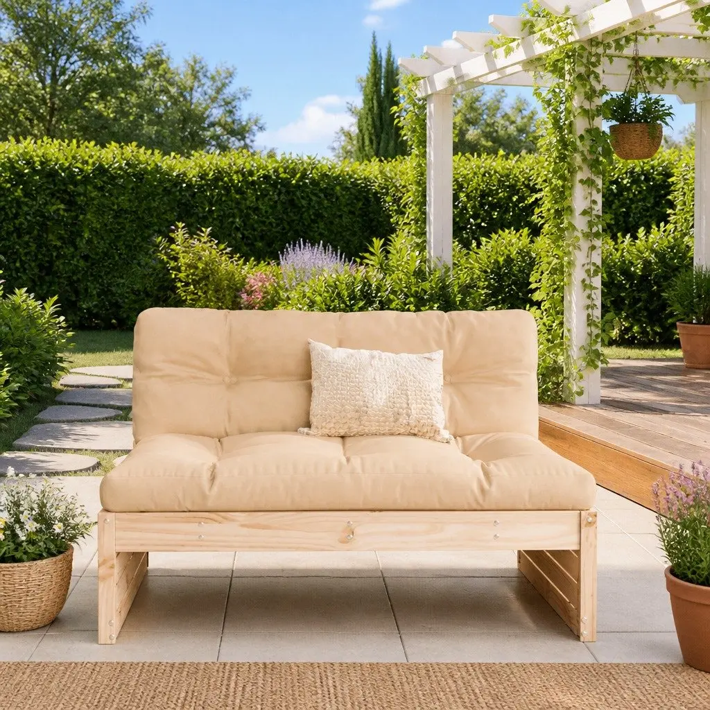 Middle Sofa Solid Pine Wood 120x80 cm Brown Outdoor Sectional Garden Patio Seating