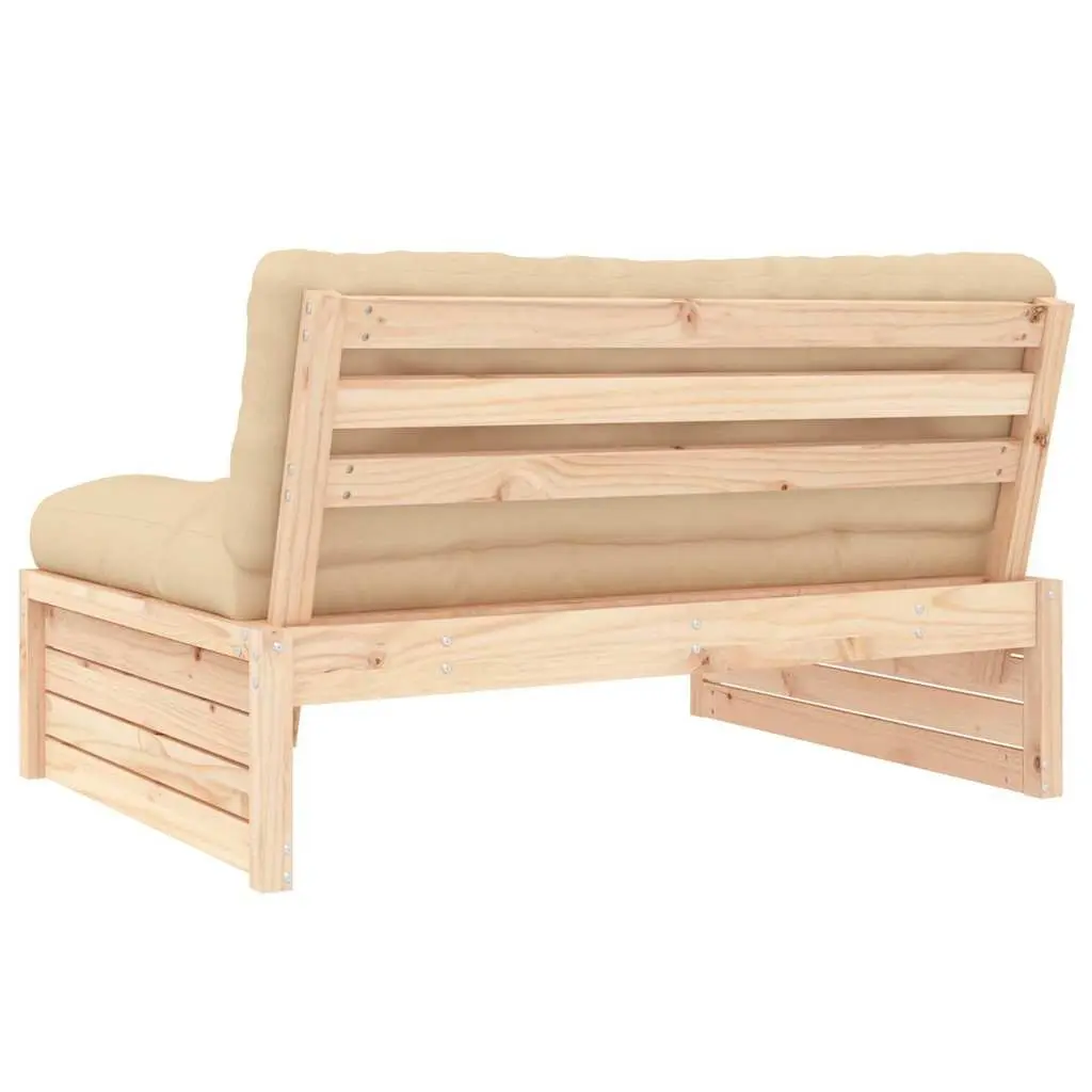 Middle Sofa Solid Pine Wood 120x80 cm Brown Outdoor Sectional Garden Patio Seating