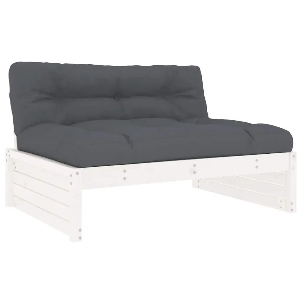 Middle Sofa Section Solid Pine Wood 120 x 80 cm White Garden Patio Seating Modular